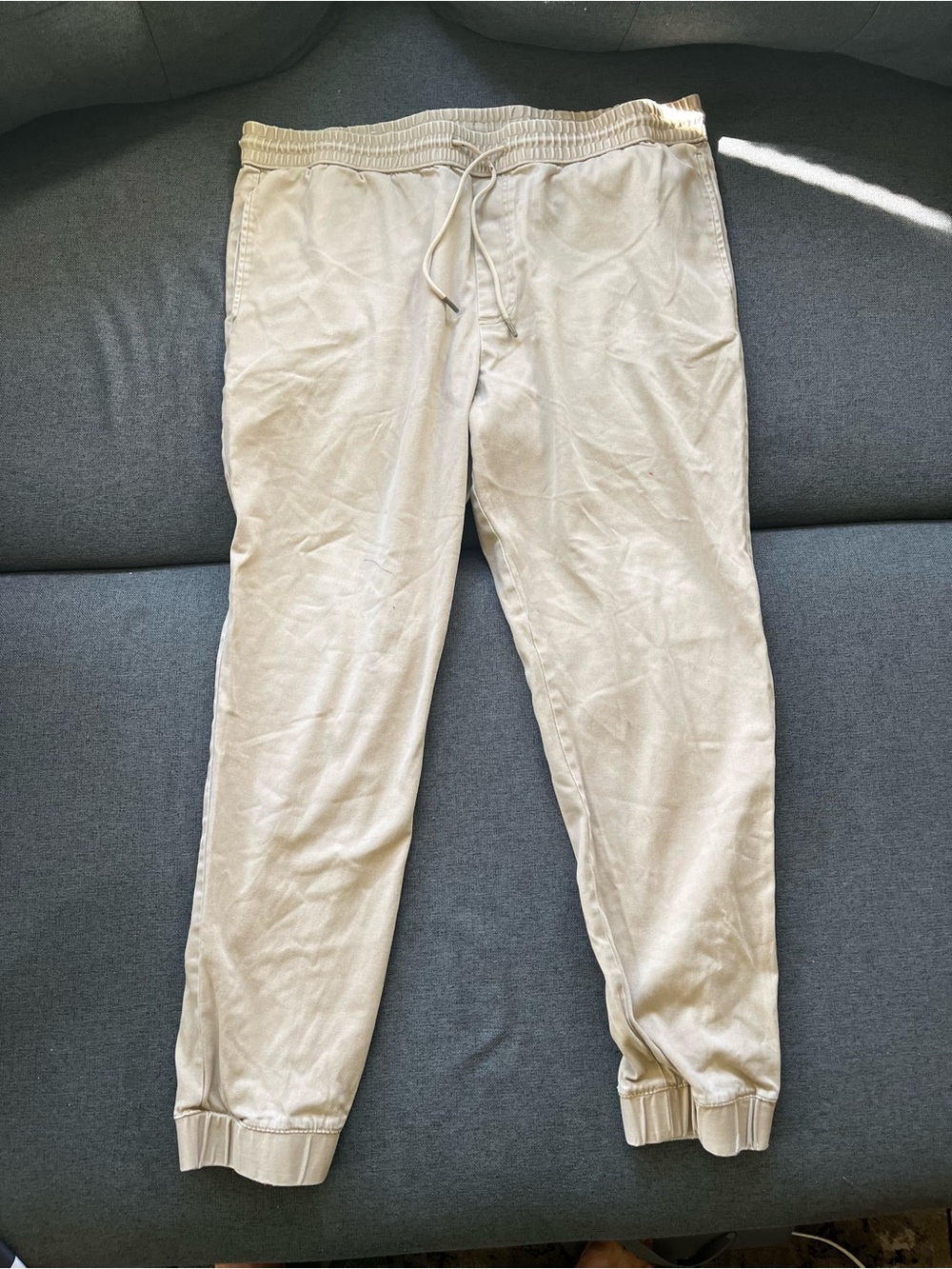 Original Use Mens Large Khaki Stretch Twill Drawstring Jogger Pants